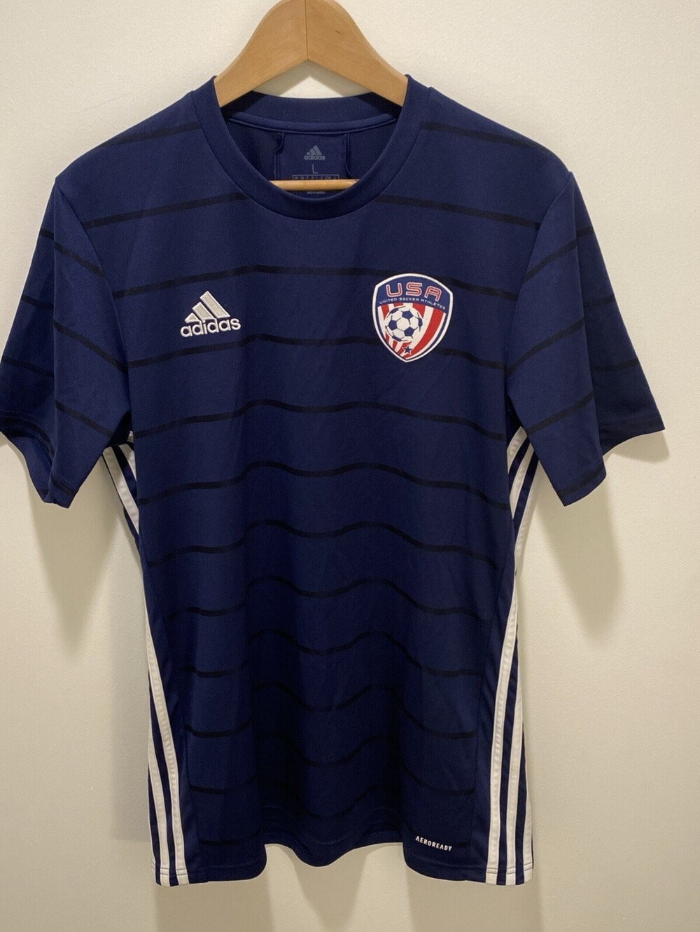 Adidas Striped AeroReady - Blue Soccer Jersey - Good Condition - Size Large